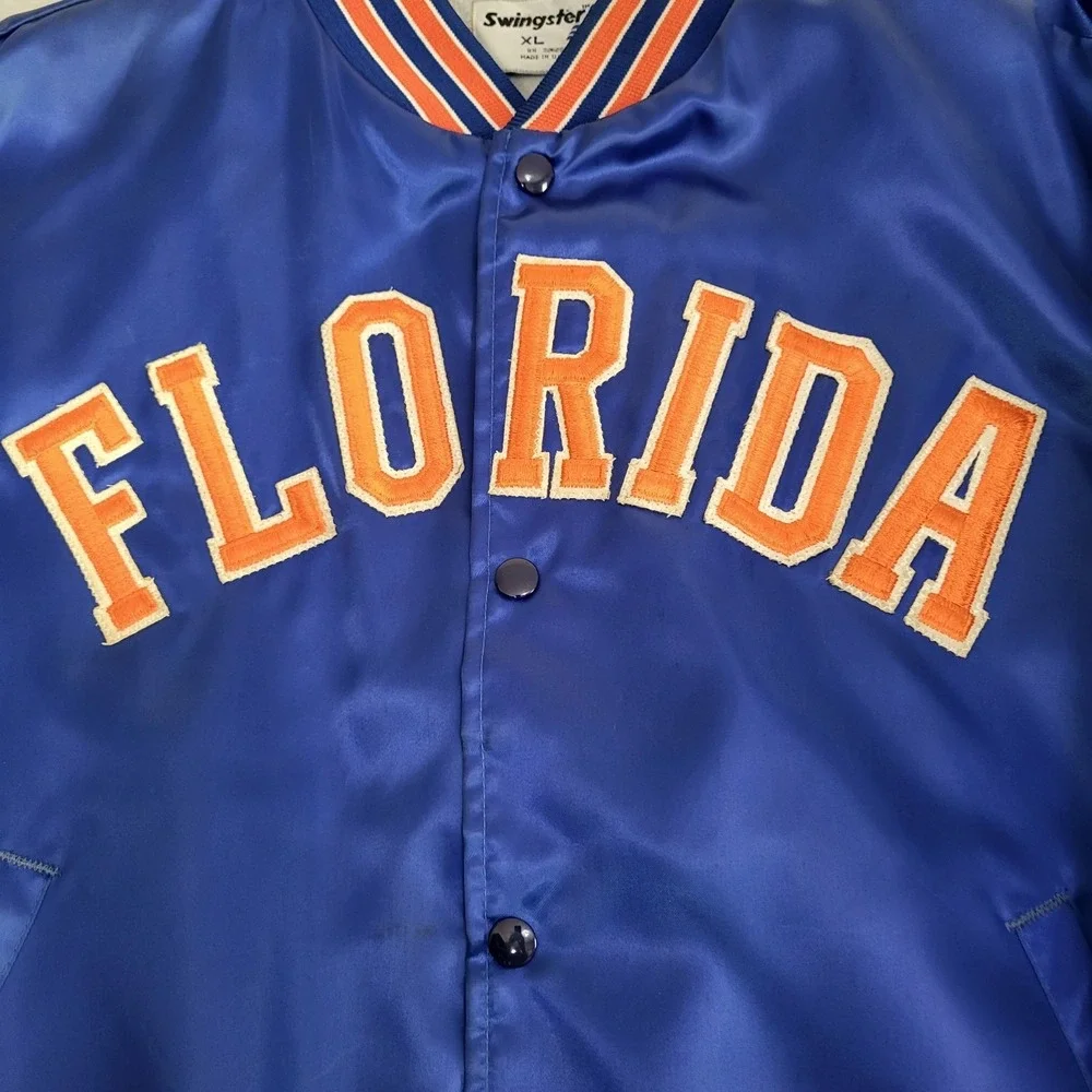 VTG University Of‎ Florida Gators Satin Bomber Jacket Size XL Made In USA